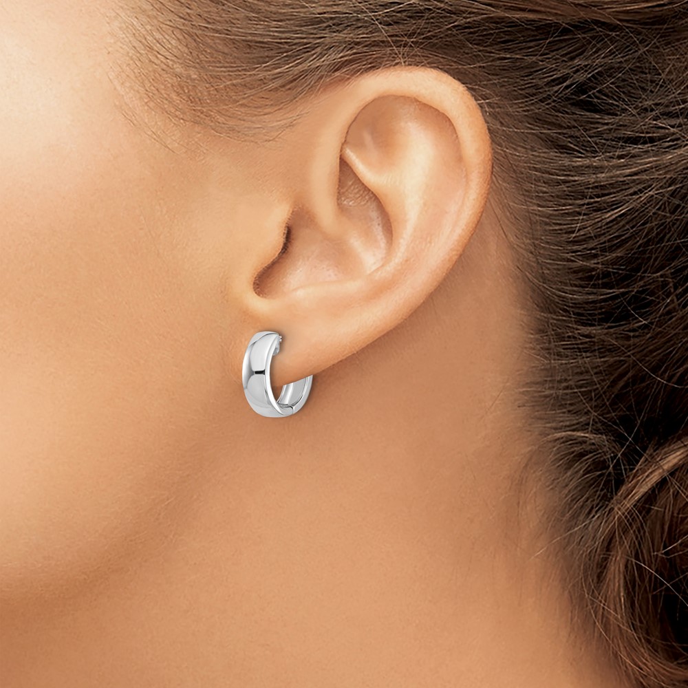 14k White Gold Round Hinged Hoop Earrings - 2 14k White Gold Round Hinged Hoop Earrings - 2