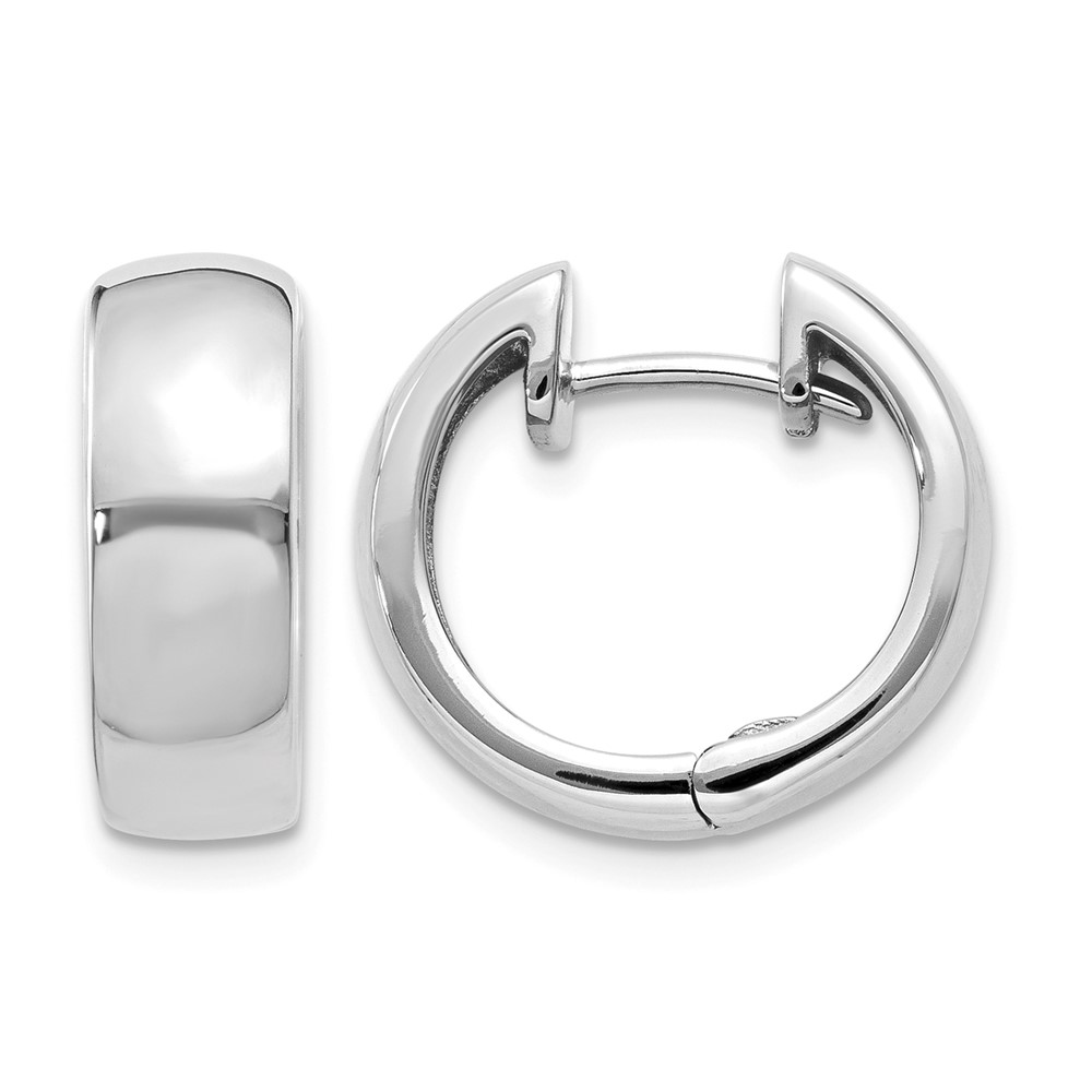 14k White Gold Round Hinged Hoop Earrings - 0 14k White Gold Round Hinged Hoop Earrings - 0