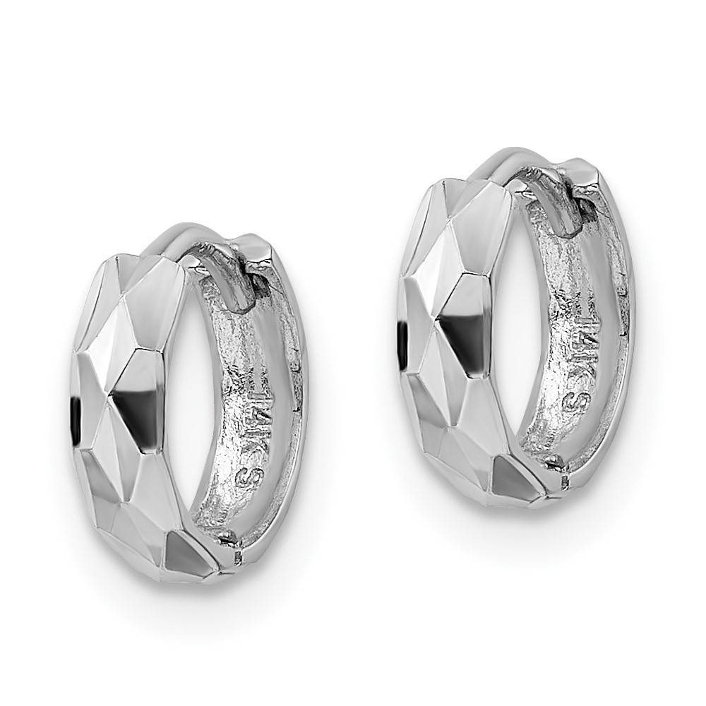 14k White Gold D/C Hinged Hoop Earrings - 1 14k White Gold D/C Hinged Hoop Earrings - 1