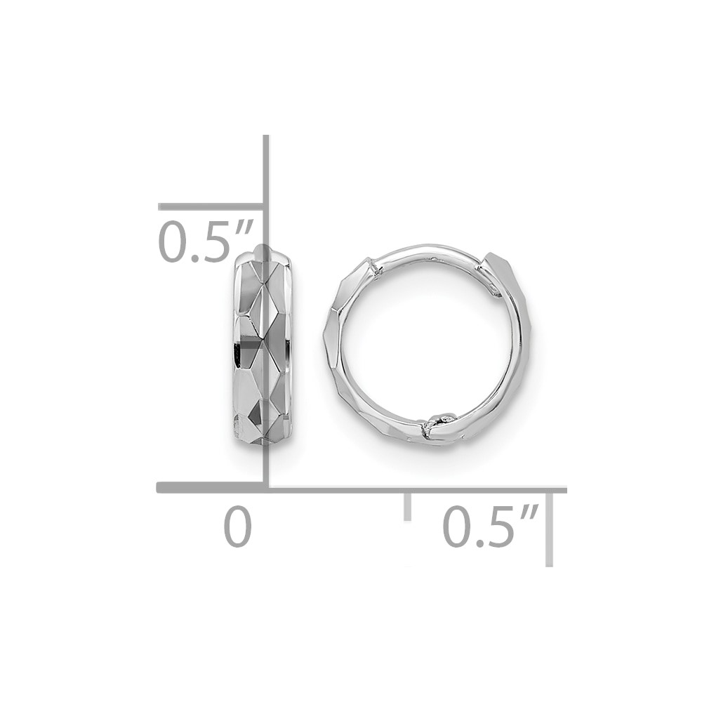 14k White Gold D/C Hinged Hoop Earrings - 3 14k White Gold D/C Hinged Hoop Earrings - 3