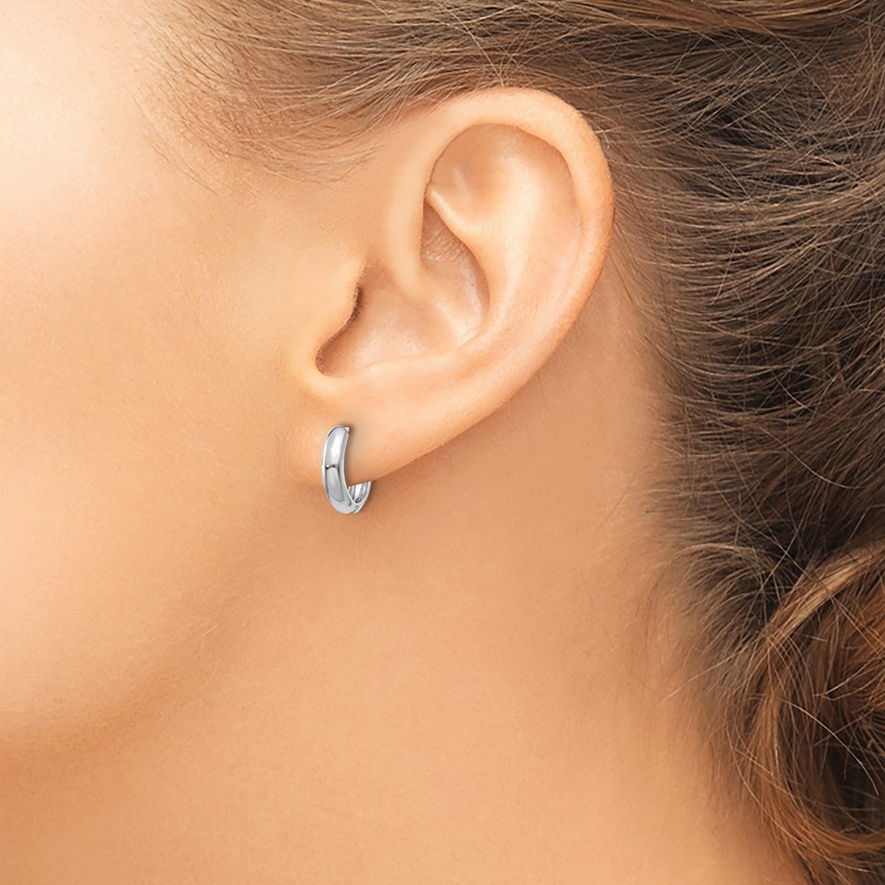 14k Rose Gold Polished Hinged Hoop Earrings - 2