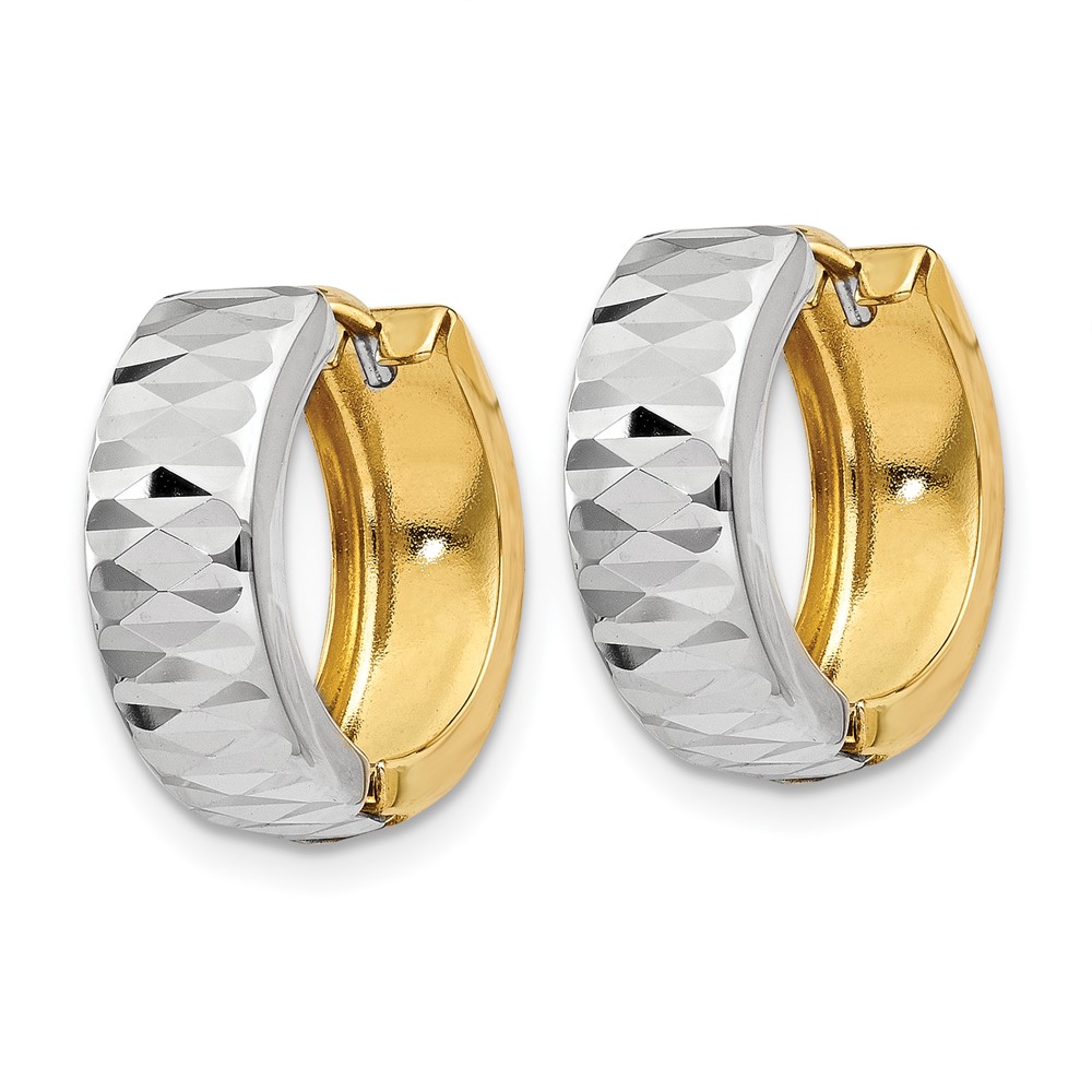 14k Two-tone Textured Hoop Earrings - 1 14k Two-tone Textured Hoop Earrings - 1