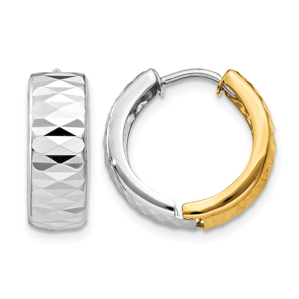 14k Two-tone Textured Hoop Earrings - 0 14k Two-tone Textured Hoop Earrings - 0